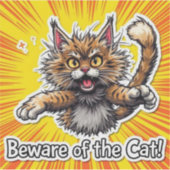 Sticker Attention au chat (Devant)