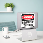 Sticker Attention aux chiens Signal d'avertissement (Ordinateur portable sur le bureau)