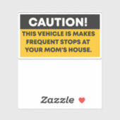 Sticker Attention, ce véhicule fait des arrêts fréquents à (Feuille)