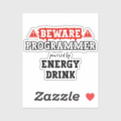 Sticker Attention : Programmeur Alimenté Par Une Boisson D (Feuille)
