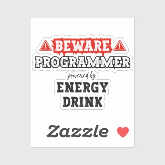 Sticker Attention : Programmeur Alimenté Par Une Boisson D (Feuille)
