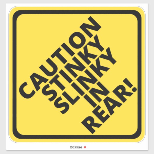 Sticker Attention Slinky Puant à l'Arrière ! (Feuille)