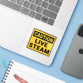 Sticker Attention vapeur vive (Ordinateur portable avec iPhone)
