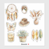 Sticker Attrape-rêve Bohème Fleurs Papillon (Feuille)