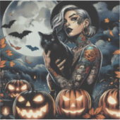 Sticker Attraper une chambre | Sorcière à thème Halloween  (Devant)