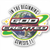 Sticker AU DÉBUT DIEU Jour des terres chrétien (Devant)