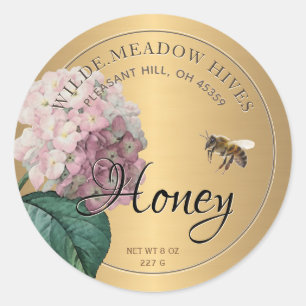 Sticker au miel or avec fleur d'hydrangée rose abe