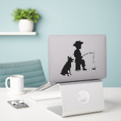Sticker Au trou de pêche 2 (Ordinateur portable sur le bureau)