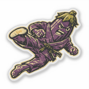 Sticker Aubergine Judoka — Vintage Retro Street Fighter 
