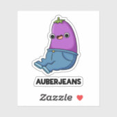 Sticker Auberjeans Funny Eggplant Pun (Feuille)