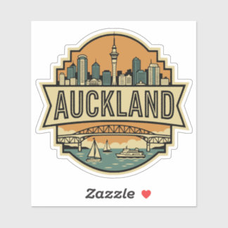 Sticker Auckland New Zealand Skyline Vintage Travel Badge 