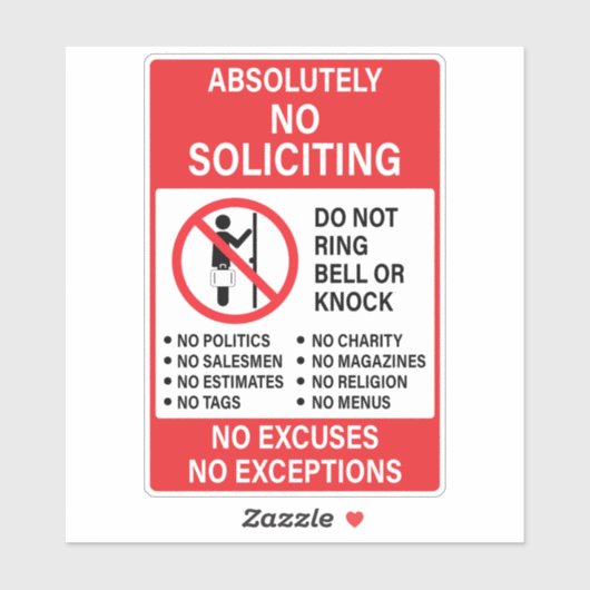 Sticker Aucun signe de sollicitation (Feuille)