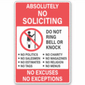 Sticker Aucun signe de sollicitation (Devant)