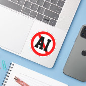 Sticker Aucune IA (Ordinateur portable avec iPhone)