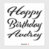 Sticker Audrey Name Prénom Anniversaire de la Broderie noi (Feuille)