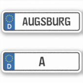 Sticker Augsburg kennzeichen, Plaque allemande d'immatricu (Devant)