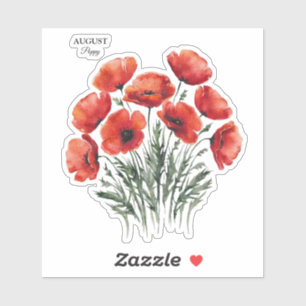 Sticker August Poppy Bloom - Cadeau d'anniversaire personn