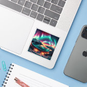 Sticker Aureola Borealis en Alaska (Ordinateur portable avec iPhone)
