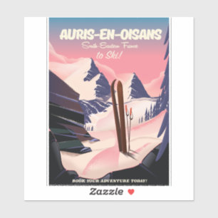Sticker AURIS-EN-OISANS France affiche de ski