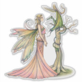 Sticker Aurora et Dragon Fairy Art par Molly Harrison (Devant)