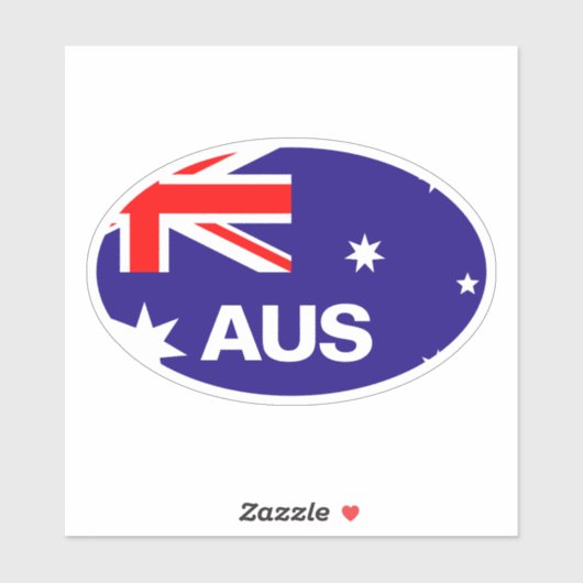 Sticker AUS code de pays Drapeau australien oval vinyle vo (Feuille)