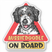 Sticker Aussiedoodle à bord Doodle Chien Red Traffic Sign (Devant)
