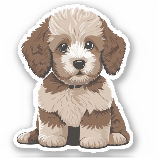 Sticker Aussiedoodle mignon Chien Chien Vinyl (Devant)