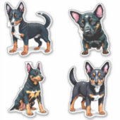 Sticker Australian Kelpie dessin animé de chiot mignon (Devant)