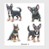 Sticker Australian Kelpie dessin animé de chiot mignon (Feuille)