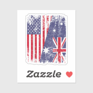 Sticker AUSTRALIAN ROOTS Half American Flag AUSTRALIE