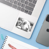 Sticker australian shepherd puppy bw (Ordinateur portable avec iPhone)