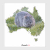 Sticker Australie Contour Forme Cute Wombat Tasmanie (Feuille)