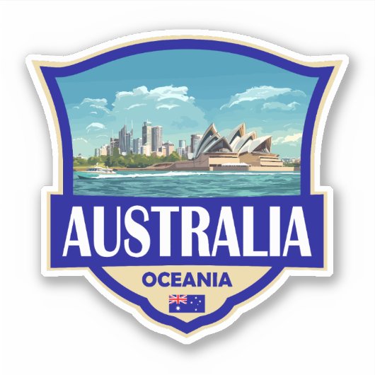 Sticker Australie Illustration Badge Rétro (Devant)
