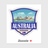 Sticker Australie Illustration Badge Rétro (Feuille)