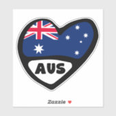 Sticker Australie Pays Code Drapeau Coeur AUS (Feuille)