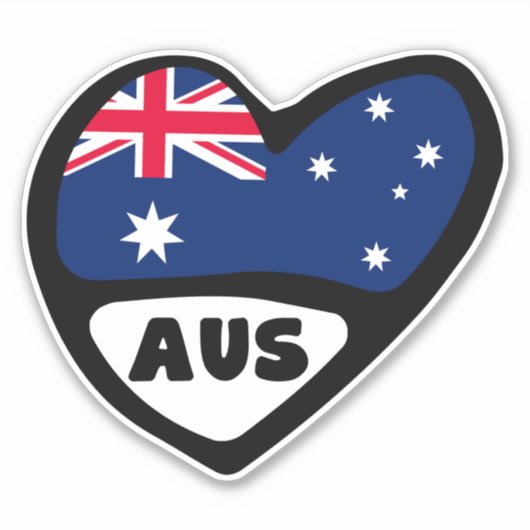 Sticker Australie Pays Code Drapeau Coeur AUS (Devant)
