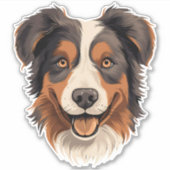 Sticker Australien Berger mignon Chien Aussie Visage Conto (Devant)