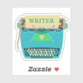 Sticker Auteur Auteur Typewriter Turquoise Mid-Century Mod (Feuille)