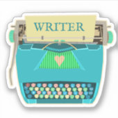 Sticker Auteur Auteur Typewriter Turquoise Mid-Century Mod (Devant)