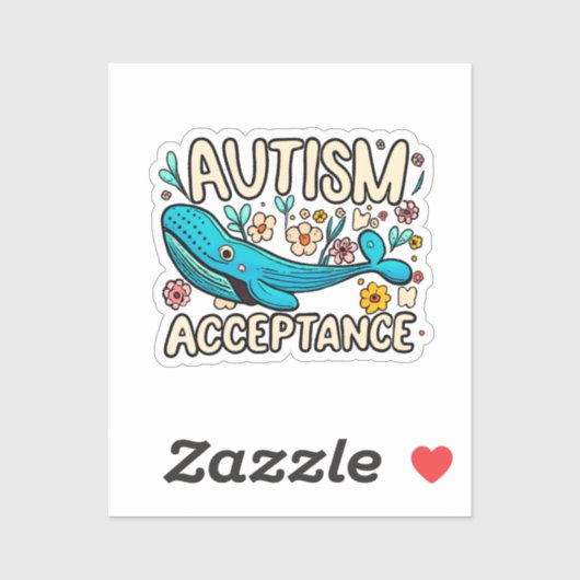 Sticker Autisme Acceptation Baleine (Feuille)