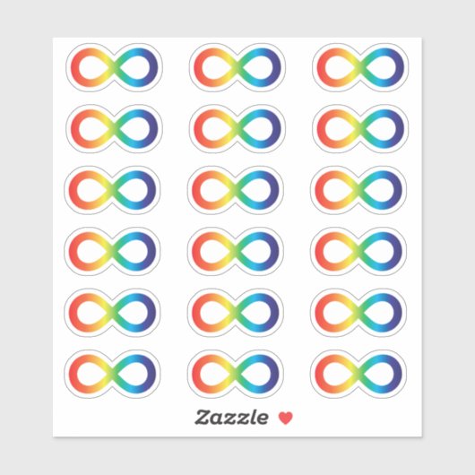 Sticker Autisme Acceptation Rainbow Infinity Symbol Pack (Feuille)