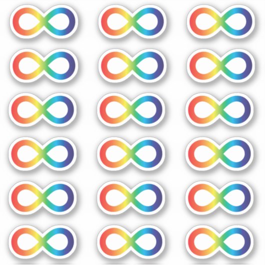 Sticker Autisme Acceptation Rainbow Infinity Symbol Pack (Devant)