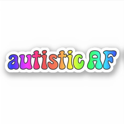 Sticker autisme AF Typographie arc-en-ciel (Devant)