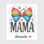 Sticker Autisme Mama Puzzle Pièce Bow (Feuille)