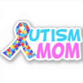 Sticker Autisme Maman mignonne Rose Bleu Fête des Mères (Devant)