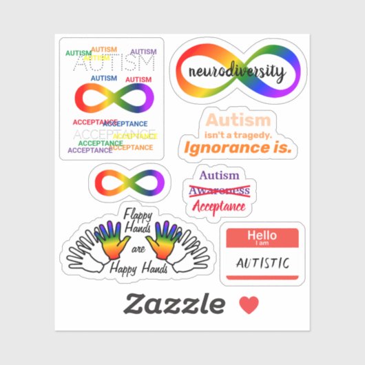 Sticker Autisme Neurodiversity set Custom-Cut Vinyl Sticke (Feuille)