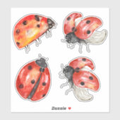 Sticker auto-collant de l'ensemble des coccinelles (Feuille)