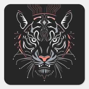 🐅 Sticker Autocollant Visage Tigre Géométrique po