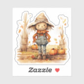 Sticker Automne Citrouilles Scarecrow souriant (Feuille)