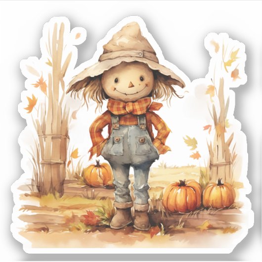 Sticker Automne Citrouilles Scarecrow souriant (Devant)